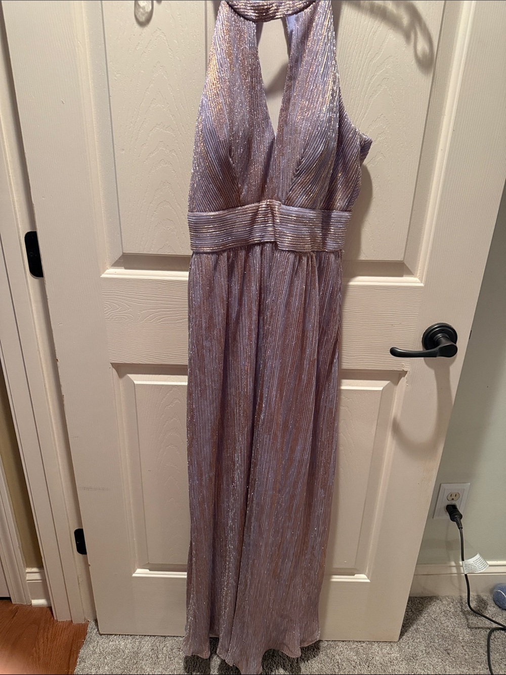 Shimmery Lilac Halter Maxi Dress